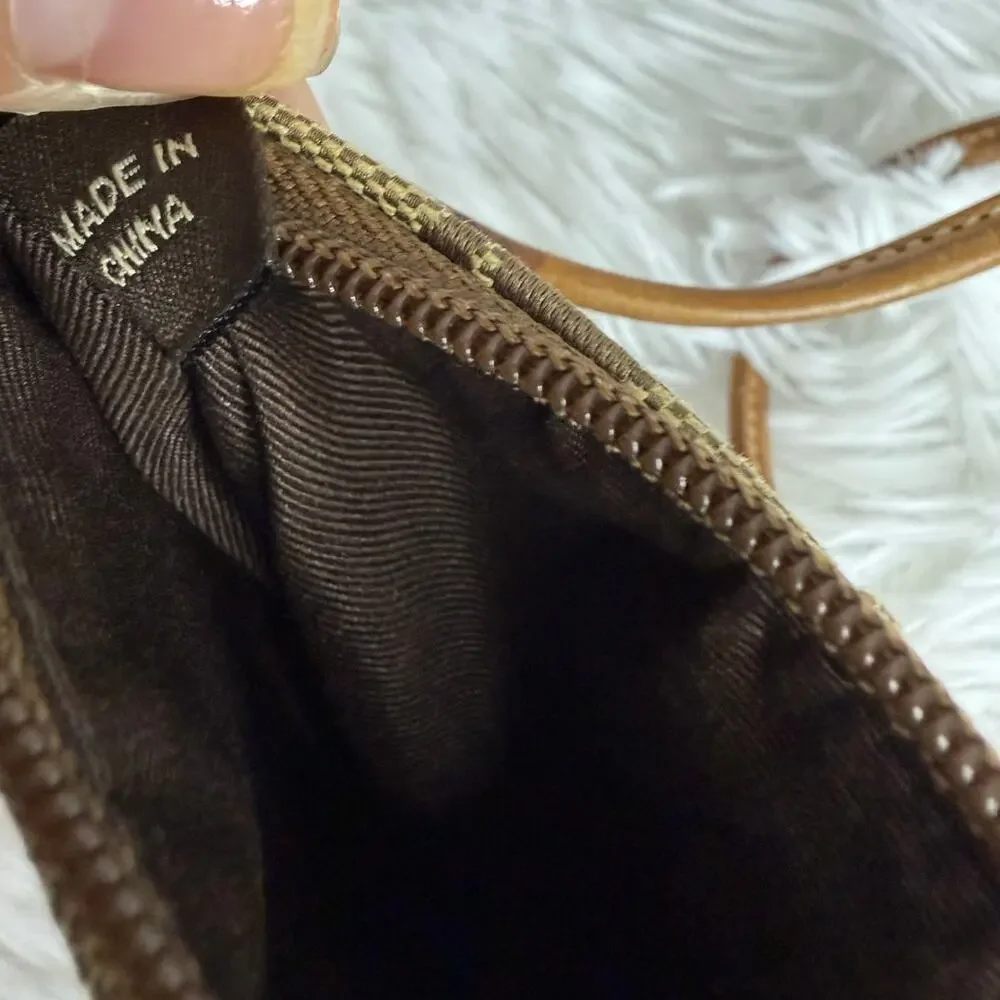 y2k COACH Tan Brown Khaki Canvas Wristlet